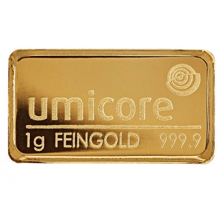 1 Gramm Goldbarren geprägt