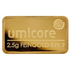 2,5 Gramm Goldbarren geprägt
