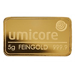 5 Gramm Goldbarren geprägt
