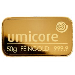 50 Gramm Goldbarren geprägt